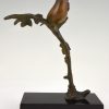 Art Deco bronzen sculptuur vogel op tak