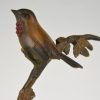 Art Deco bronzen sculptuur vogel op tak