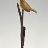 Art Deco bronze sculpture bird on a branch