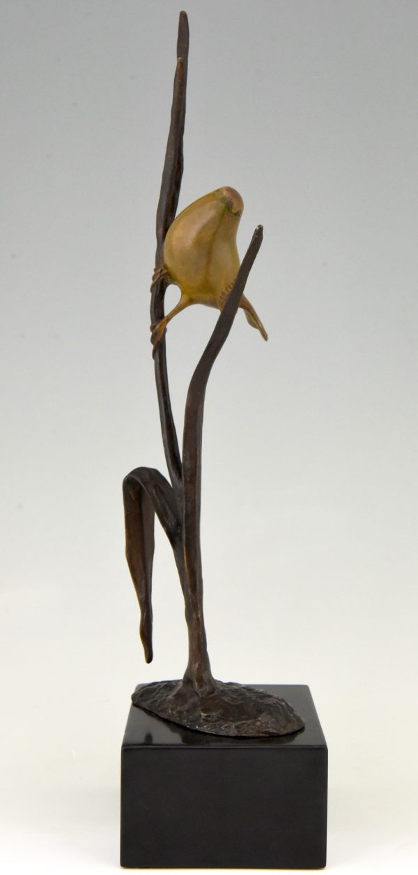 Art Deco bronze sculpture bird on a branch