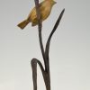 Art Deco Skulptur Bronze Vogel auf Zweig