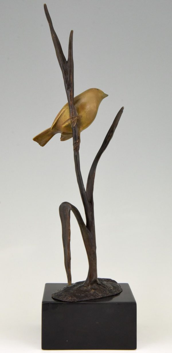 Art Deco bronze sculpture bird on a branch