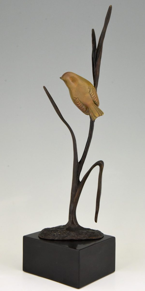 Art Deco bronze sculpture bird on a branch