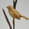 Art Deco Skulptur Bronze Vogel auf Zweig