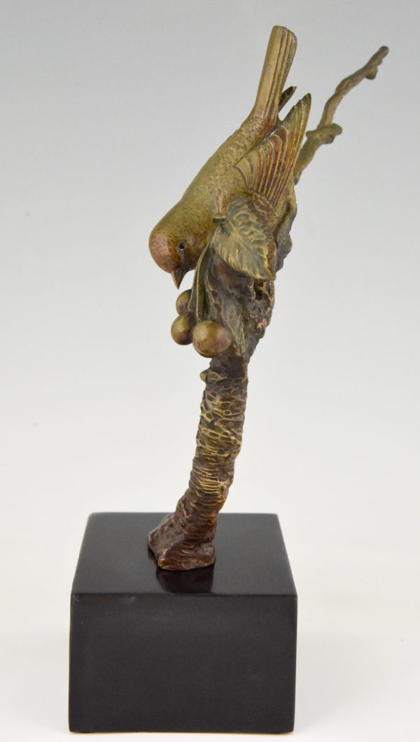 Art Deco Bronze Skulptur Vogel auf Zweig