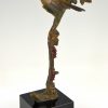 Art Deco Bronzen Skulptur Vogel auf Zweig