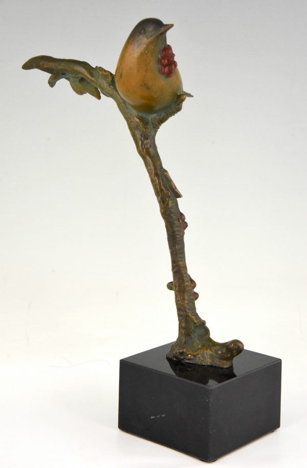 Art Deco bronze sculpture of a bird on an branch