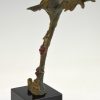 Art Deco bronze sculpture of a bird on an branch