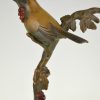 Art Deco bronze sculpture of a bird on an branch