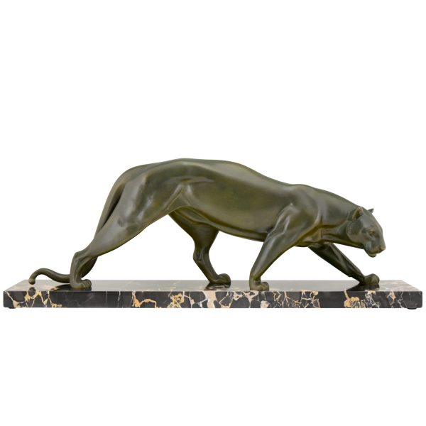 Art Deco bronze sculpture of a panther