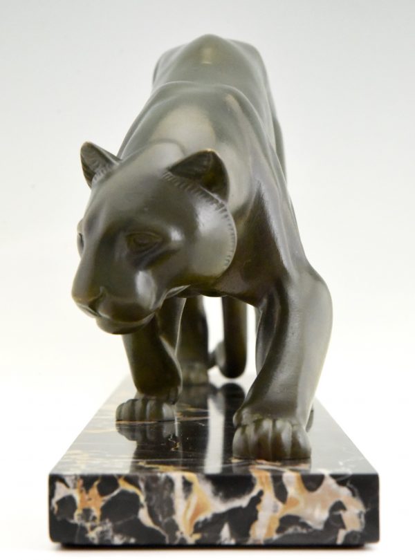 Art Deco bronze sculpture of a panther