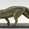 Art Deco bronze sculpture of a panther