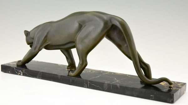 Art Deco bronze sculpture of a panther