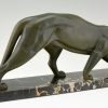 Art Deco bronze sculpture of a panther