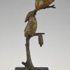 Art Deco bronze sculpture two birds on an branch.