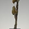 Art Deco bronzen sculptuur twee vogels op tak