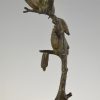 Art Deco bronze sculpture two birds on an branch.