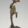 Art Deco bronzen sculptuur twee vogels op tak