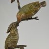 Art Deco bronzen sculptuur twee vogels op tak