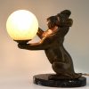 Art Deco lamp Fox terrier dog holding a globe