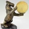 Art Deco lamp Fox terrier dog holding a globe