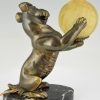 Art Deco lamp Fox terrier dog holding a globe