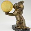 Art Deco lamp Fox terrier dog holding a globe