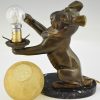 Art Deco lamp Fox terrier dog holding a globe