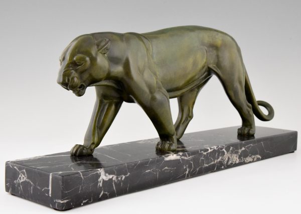 Art Deco sculpture of a walking panther