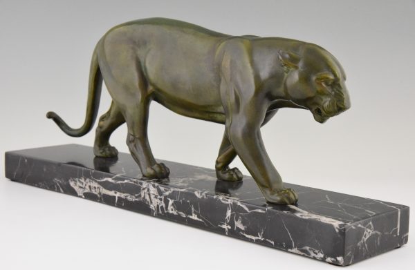 Art Deco sculpture of a walking panther