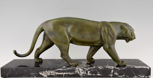 Art Deco sculpture of a walking panther