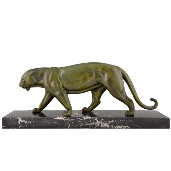 Art Deco sculpture of a walking panther