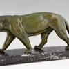 Art Deco sculpture of a walking panther