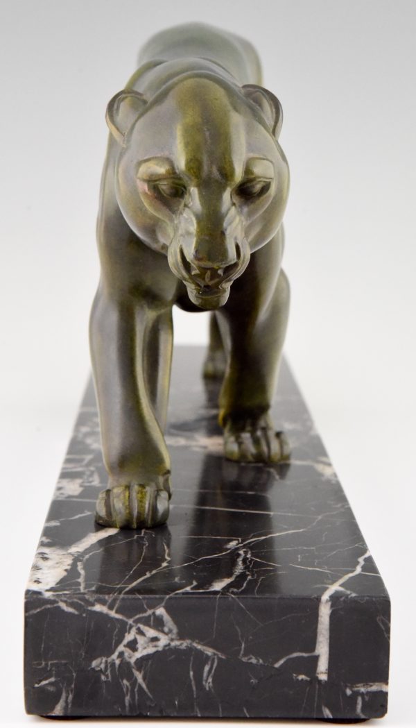 Art Deco sculpture of a walking panther