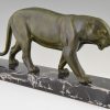 Art Deco sculpture of a walking panther