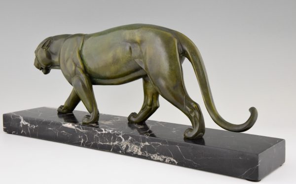 Art Deco sculpture of a walking panther