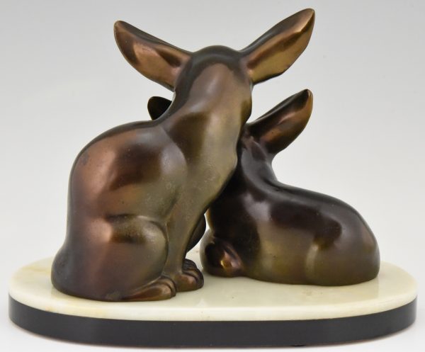 Art Deco sculpture of two fennec foxes