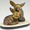 Art Deco sculpture deux fennec renards des sable