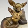 Art Deco sculpture deux fennec renards des sable