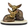 Art Deco sculpture deux fennec renards des sable