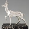 Art deco silvered bronze deer