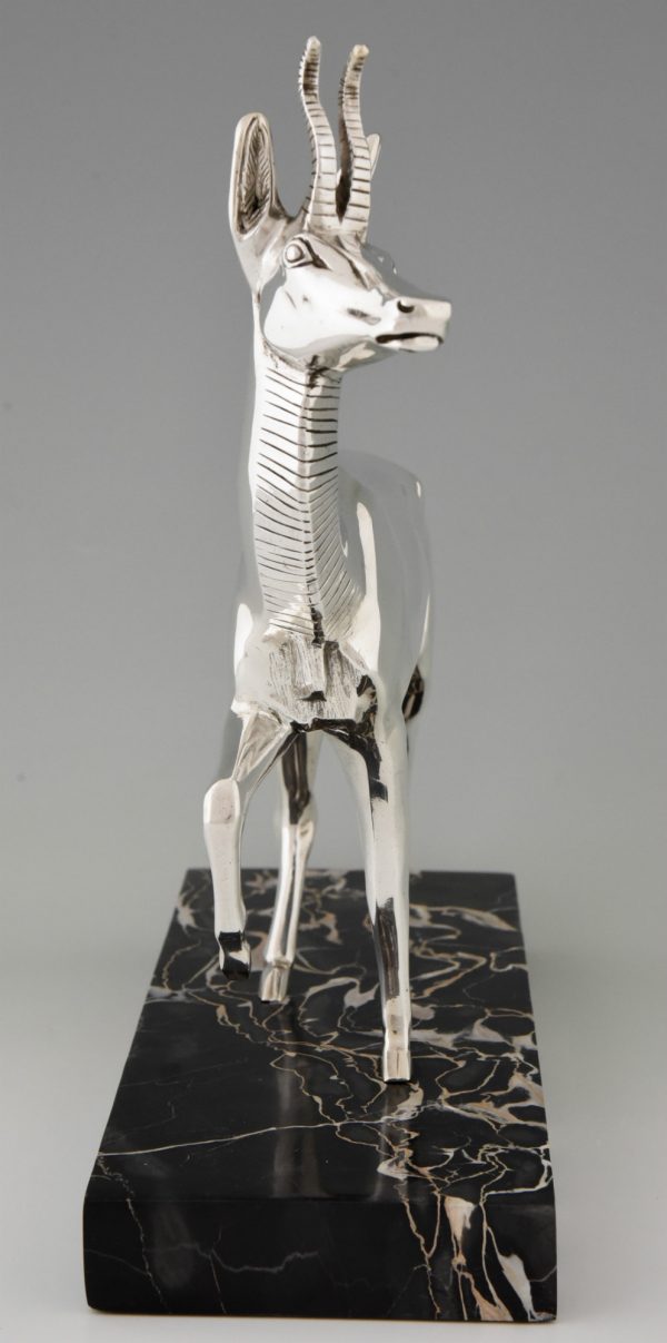 Art deco silvered bronze deer
