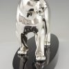 Art Deco silvered bronze sculpture of a panther.