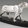 Art Deco silvered bronze sculpture of a panther.