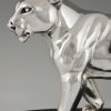 Art Deco silvered bronze sculpture of a panther.