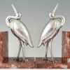 Art Deco silvered heron bookends.