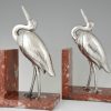 Art Deco silvered heron bookends.