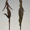 2 Modern bronze sculptures dancing couple