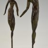 2 Modern bronze sculptures dancing couple