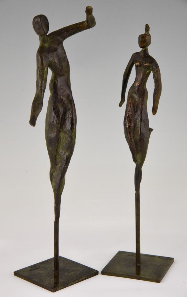 2 Moderne Bronze Skulpturen Tänzend Paar